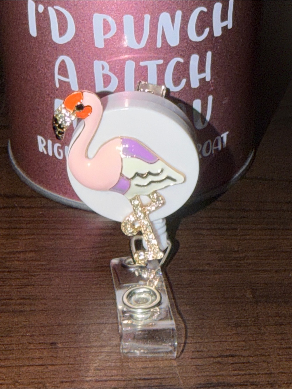 Flamingo Badge Reel ID Holder